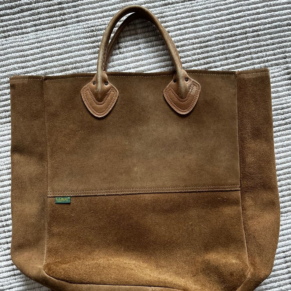 Vintage L.L. Bean Suede Leather Boat & Tote Bag Saw Tooth Tag Rare Original